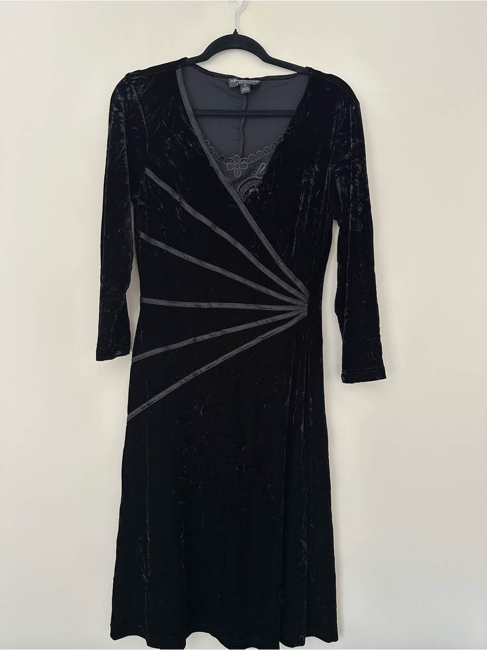 Vintage Connected Black Velvet Whimsigoth Midi Dress